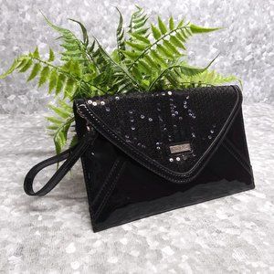 Nine & Co sequins black  envelope wristlet clutch